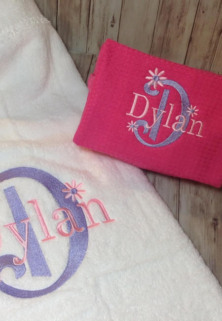 Personalized hooded towels and bags