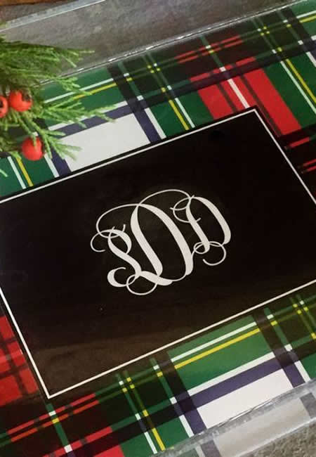 Personalized holiday lucite trays