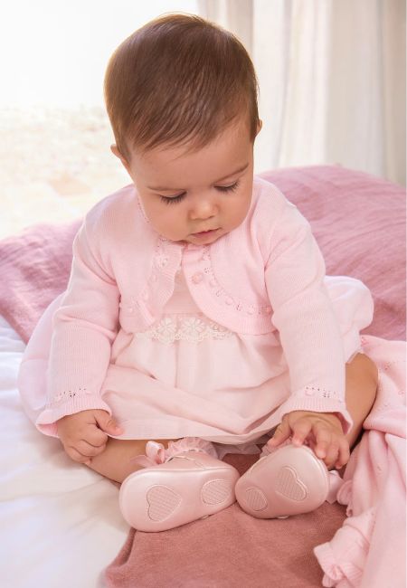 Pink cardigan sweater and dress for baby girls at folia in south dartmouth, ma