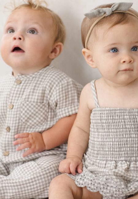 Gingham spring and summer outfits for baby boys and girls at folia in south dartmouth, ma