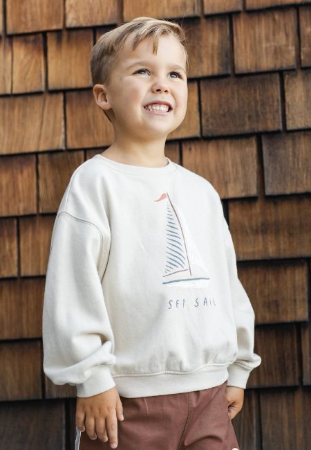 Set sail sailboat sweater for children at folia in south dartmouth, ma