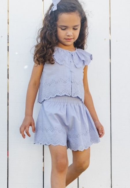 Blue eyelet spring and summer outfits for girls at folia in south dartmouth, ma
