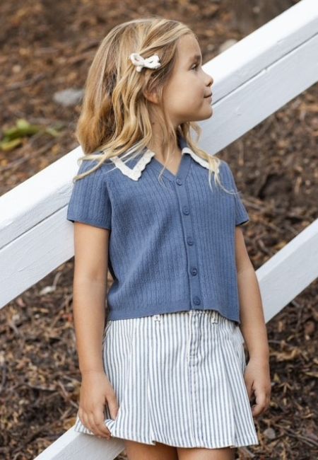 Spring sweater and blue striped skirt for girls at folia in south dartmouth, ma